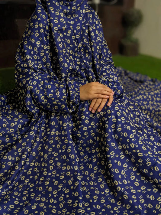 NAMAZ CHADDAR WITH SLEEVES N NIQAB - BLUE AMBER LARGE