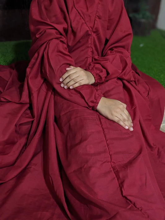 NAMAZ CHADDAR WITH SLEEVES N NIQAB - MAROON LARGE