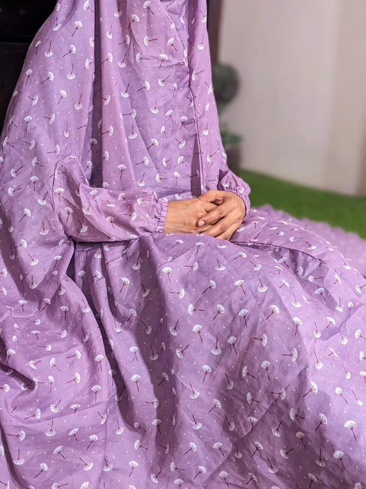 NAMAZ CHADDAR WITH SLEEVES N NIQAB - Mid Purple Fur LARGE