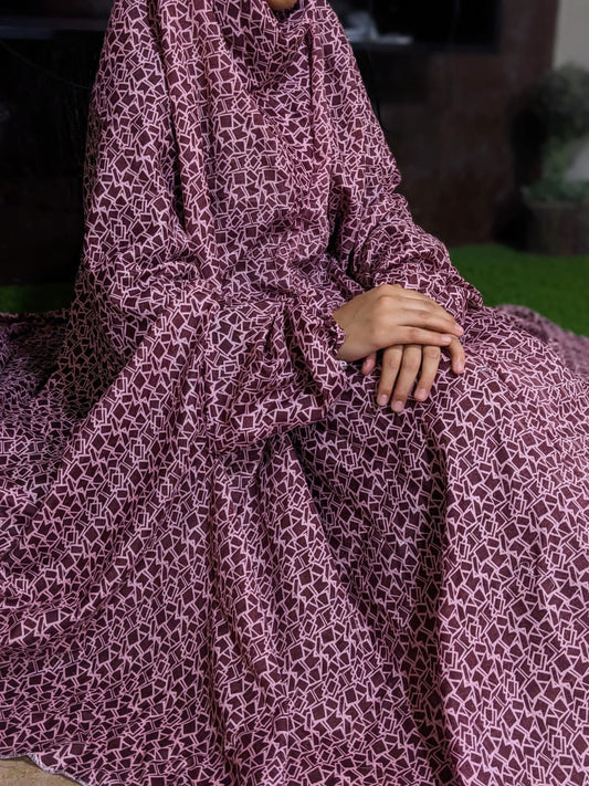 NAMAZ CHADDAR WITH SLEEVES N NIQAB - PREMIUM DESIGN PINKISH TALE LARGE