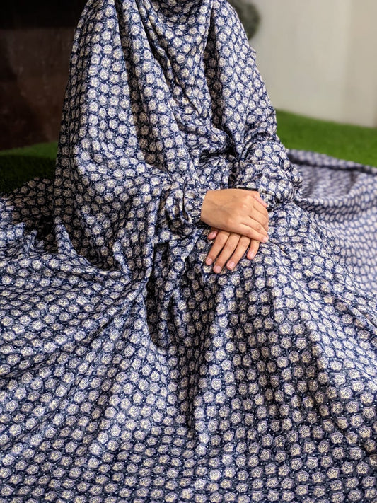 NAMAZ CHADDAR WITH SLEEVES N NIQAB - PURPLE WITH AUTUMN FLORA LARGE